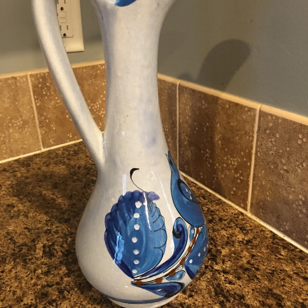 - Tonala Mexico Blue Pottery Vase/Pitcher - Picture 2 of 8
